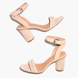 madewell suede Rosalie High-Heel block heel Sandal in color sand dune size 6 !